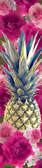 Free pineapple bookmark featuring a floral pineapple